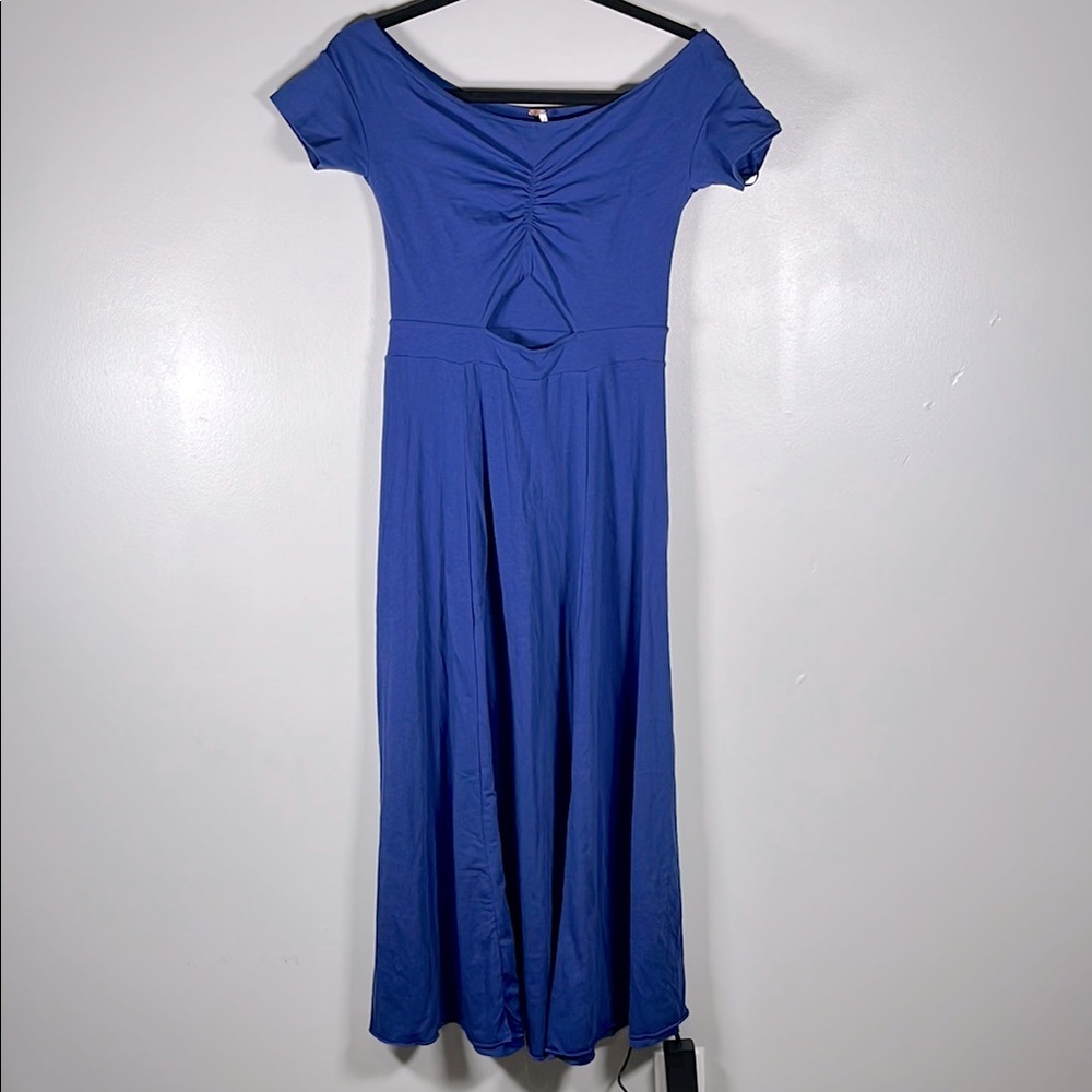 Free People Cut Out Maxi Elegant Blue Women's Dress Size S.